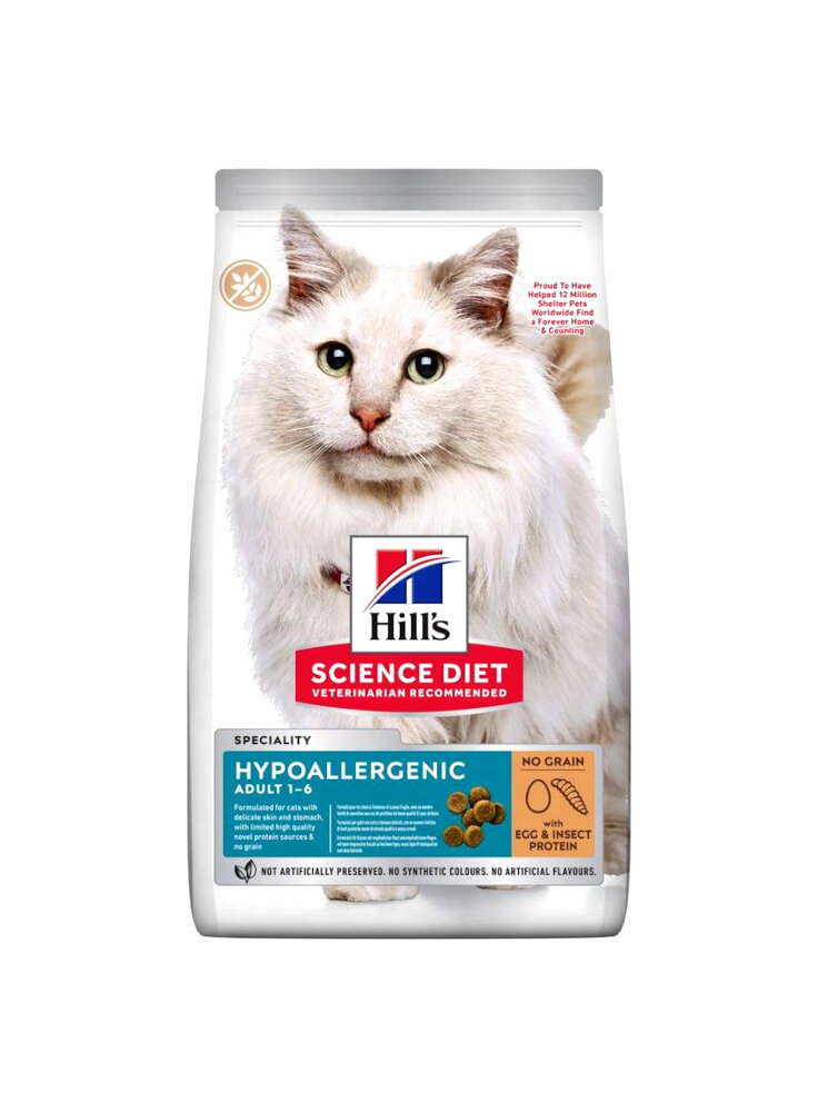 Hill's Science Plan HYPOALLERGENIC Adult alimento secco per gatti con uova e proteine degli insetti - 1,5kg